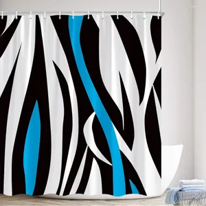 Rideaux de douche créatif géométrique bleu noir blanc rayures design abstrait moderne simple nordique salle de bain décor ensemble de rideau de bain