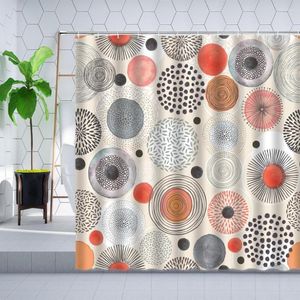 Douchegordijnen creatieve geometrische ronde zwart rode witte strepen abstracte kunst modern minimalistisch badkamer decor stoffen gordijn set