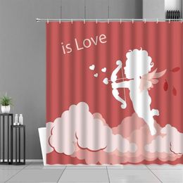 Rideaux de douche Cupidon ailes d'ange rideau de salle de bain amoureux de la Saint-Valentin décor à la maison bain étanche baignoire écran mur Clot238g