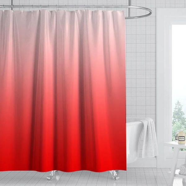 Cortinas de ducha Cortina Azul Púrpura Rosa Rojo Verde Baño Impermeable Color Degradado Diseño Tela Bañera Decoración de baño con 12 ganchos