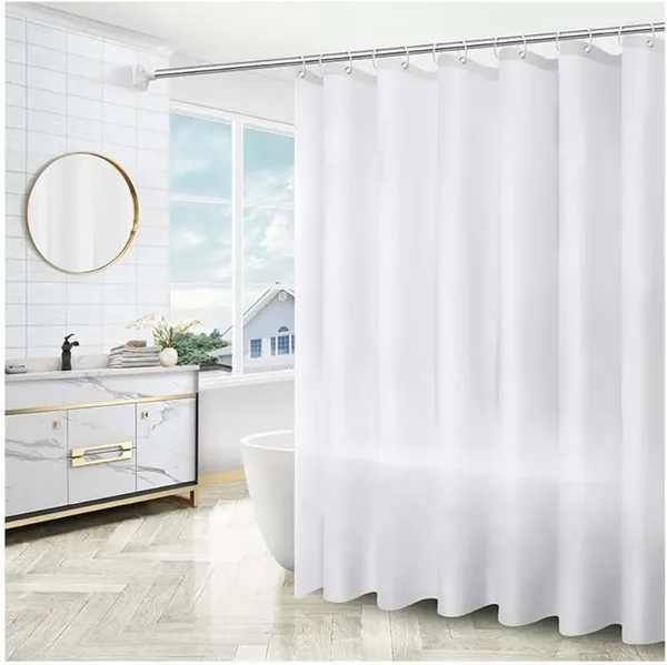 Rideaux de douche ridewwew mildice résistant à l'eau résistante au tissu en polyester peva salle de bain avec crochets 240 x 200 cm blanc