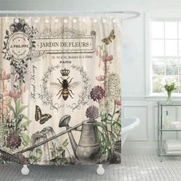 Rideaux de douche rideau moderne français abeille jardin Vintage reine Floral arrosoir décor à la maison étanche bain salle de bain crochets