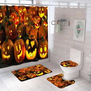 Douche gordijnen gordijnset Halloween Castle Gedrukte waterdichte niet-slip tapijten toiletdeksel deksel snel droge badmat