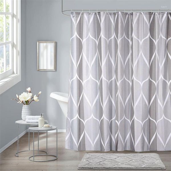 Cortinas de ducha cortina impermeable moho poliéster baño moderno estampado geométrico partición de bañera con ganchos decoración del hogar