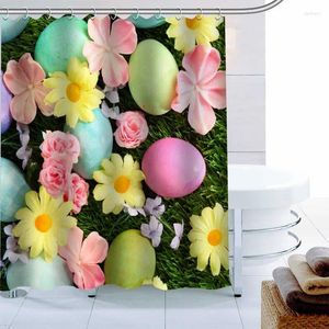 Rideaux de douche personnalisés Rideau de Pâques Polyester Tissu Écrans de bain pour salle de bain 3D Crochet étanche 0331
