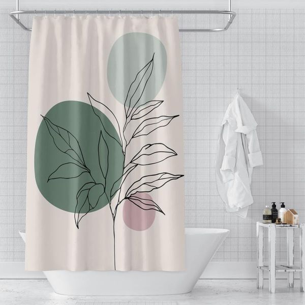 Rideaux de douche Plant vert personnalisé Morandi Crochets salle de bain étanche salle de bain salle de bain décoration de décoration 3D Impression 211201-19