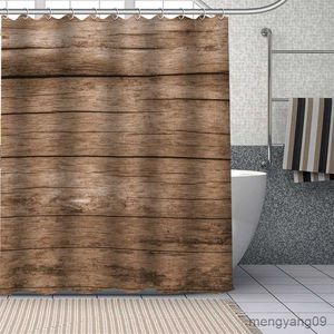 Rideaux de douche personnalisés vieux bois rideaux de douche bricolage salle de bain rideau tissu lavable pour baignoire Art décor R230830