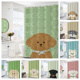 Rideaux de douche mignon chien drôle rideau de salle de bain étanche tissu de la porte pastel porte de toilette avec crochets cortinas de ducha décoration intérieure