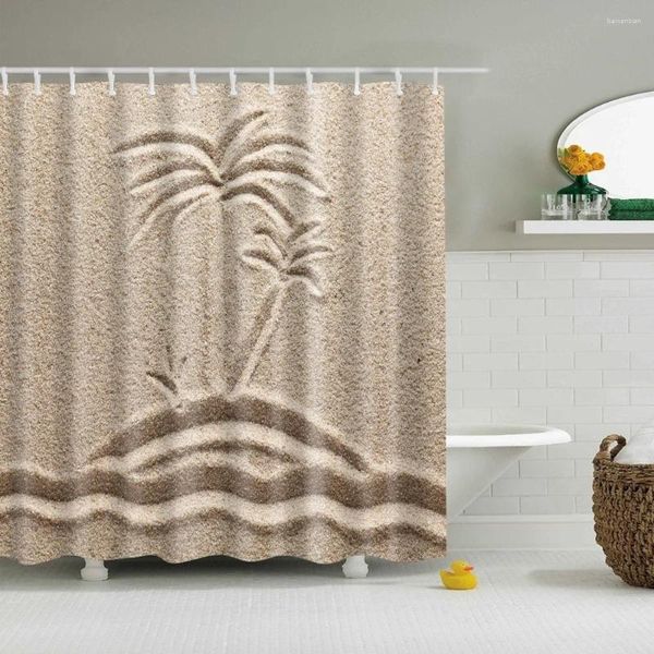 Rideaux de douche peinture à l'huile décorative Salle de bain imprimée rideau de bain en polyester étanche avec crochets 180x180cm