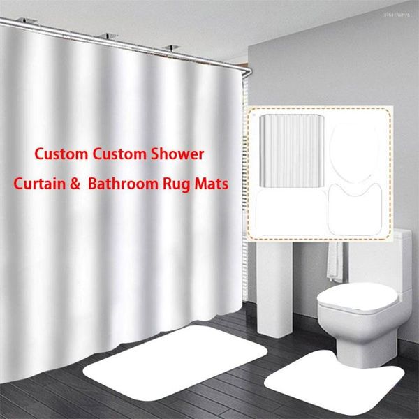 Rideaux de douche diy vos propres photos rideau de point de vente personnalisé étanche salle de bain antidérapante tapis de toilette tapis de toilette tapis
