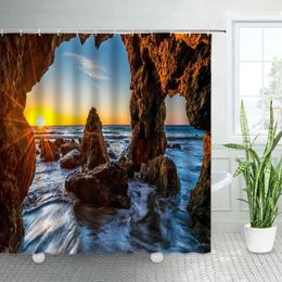 Cortinas de ducha Dusk Ocean Cave Sea Sea Landscape Tabet Decoración de baño Bañera de baño Cortina de baño con ganchos