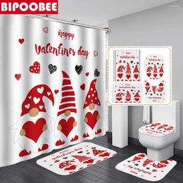 Rideaux de douche nains rideaux de décoration de la Saint-Valentin 3D Polyester de salle de bain de salle de bain tapis de bain de toilette couvercle de couvercle
