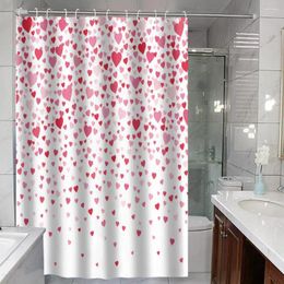 Rideaux de douche Installation facile Rideau Saint Valentin Amour Coeur Imprimer Résistant à l'eau Lavable en machine pour salle de bain