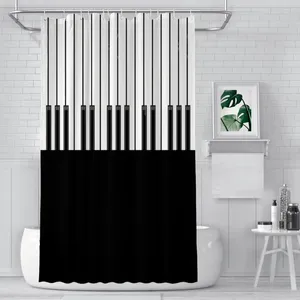 Rideaux de douche ébène ivoire notes de musique étanche tissu décor créatif de salle de bain avec crochets accessoires de maison