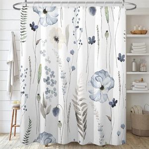 Rideaux de douche élégant floral aquarelle fleur blanc rideau imperméable pour salle de bain salle de bain extérieur décor de la maison 12 crochets