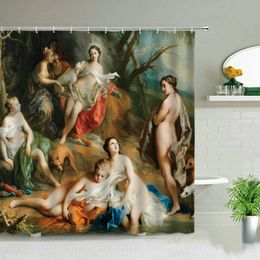 Rideaux de douche Style européen religieux peinture à l'huile rideaux de douche Art salle de bain décoration étanche baignoire décor à la maison tissu rideau ensemble 231122