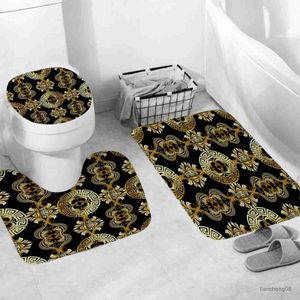 Douchengordijnen Europese stijl Retro Print Douche Gordijn Licht Luxe Polyester Home Decoratie badkamer gordijn met haak