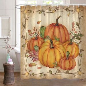 Rideaux de douche automne pour salle de bain automne citrouille récolte ferme Thanksgiving Halloween bain avec crochets décor 230819