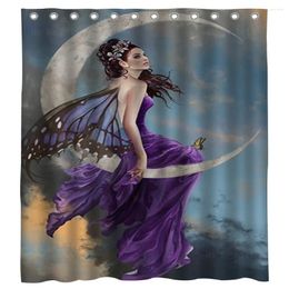 Rideaux de douche art fantasy belle fée amethyste assise sur un croissant de lune l'absinthe rideau par ho me lili décor de salle de bain