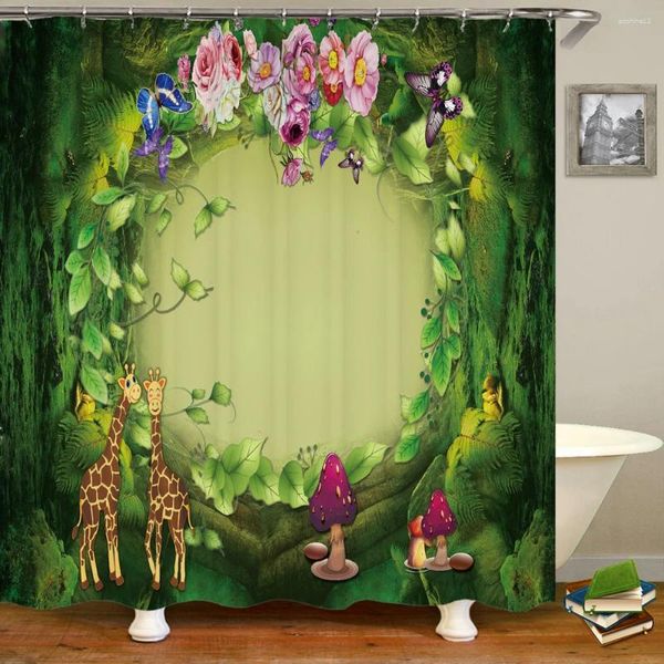 Cortinas de ducha Fantasy Forest Impresión Improiección 3D Cartoon Dream Landscape Baño con 12 ganchos Decoración del hogar