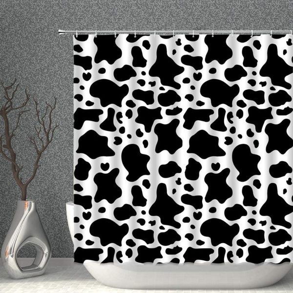 Rideaux de douche ferme Animal rideau noir blanc lait vache taches pays ferme décor tissu salle de bain Polyester avec crochets