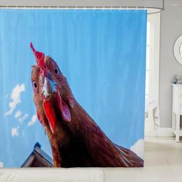 Rideaux de douche ferme mignon drôle poulet rideau ferme animaux imprimé bain imperméable tissu écran salle de bain décoratif