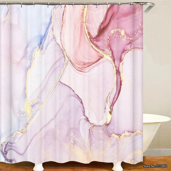 Rideaux de douche mode en marbre bronzé étanche rideau dacron hd imprime numérique