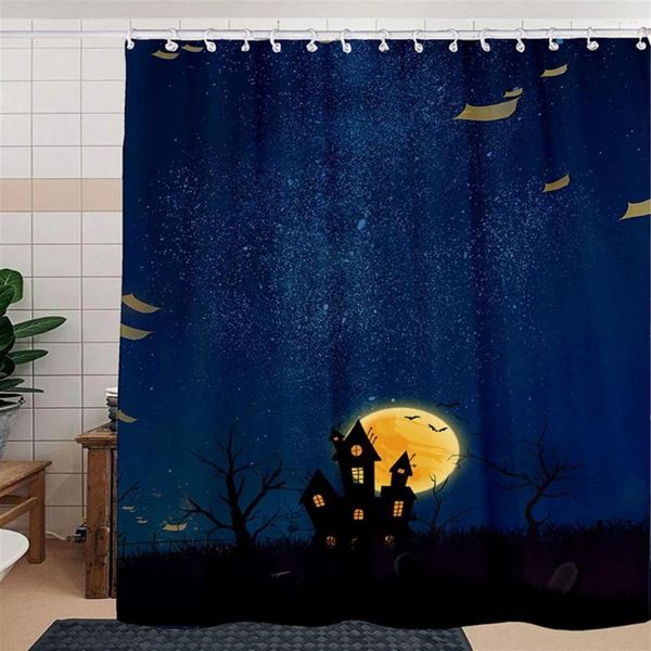 Rideaux de douche Rideau de mode Spooky Halloween Set Décoration en tissu imperméable pour une salle de bain amusante et obsédante