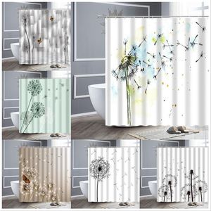 Rideaux de douche Floral pissenlit papillon aquarelle fleur naturelle automne feuilles d'érable milieu du siècle salle de bain décor rideau de bain 221118