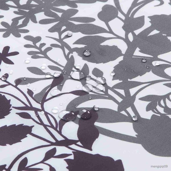Rideaux de douche Floral gris fleur tissu violet plantes imprimé imperméable rideau de douche R231101