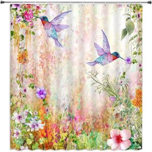 Rideaux de douche rideau de fleur colibris