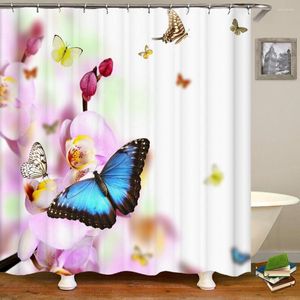 Rideaux de douche fleur plante motif rideau papillon paysage imperméable Polyester tissu décoration de la maison bain salle de bain accès