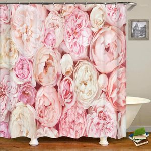 Rideaux de douche fleurs imprimé rideau moisissure lavable avec crochets salle de bain décoratif 3D 240 180 cm