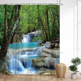 Rideaux de douche forêt rideau forêt tropicale Nature paysage cascades rivières soleil arbres feuilles vertes imprimé maison salle de bain décoration