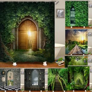 Rideaux de douche Feuilles de forêt Wanderland Porte légère étanche rideau salle de bain polyester 3d filles garçons cadeaux