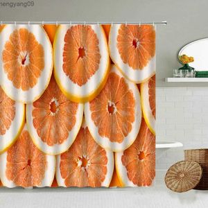 Rideaux de douche Fruits frais Rideau de douche Ananas Orange Fraise Thème d'été Salle de bains Décoration murale avec imperméable lavable R231114