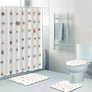 Rideaux de douche drôle seins seins Art salle de bain rideau de douche ensemble imperméable long rideaux de bain tapis tapis accessoires de toilette seins cadeau décor 230322