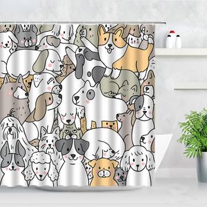 Rideaux de douche drôle de bande dessinée chiens 3D mignon animaux chats simple nordique maison salle de bain décor écran étanche baignoire rideau de bain 220922