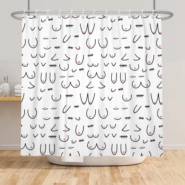 Rideaux de douche drôles seins sexy rideaux féministes fous de poitrine sans couture amusant de salle de bain buhilarante décoration de toilettes blanches avec crochets