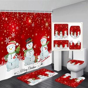 Rideaux de douche drôle rideau de neige et hiver Noël arbre neige flocon rouge de Noël de la maison de salle de bain décoration de salle de bain anneau de salle de bain couvercle couvercle de couvercle