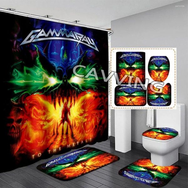 Cortinas de ducha Gamma Ray Band 3D Cortina impresa impermeable Baño antideslizante Juego de alfombrillas alfombras de baño R03