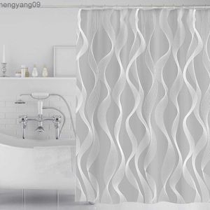 Cortinas de chuveiro curva geométrica cortina de chuveiro à prova d'água grossas cortinas de banho para banheira de banheiro capa de banho extra grande larga com R230829