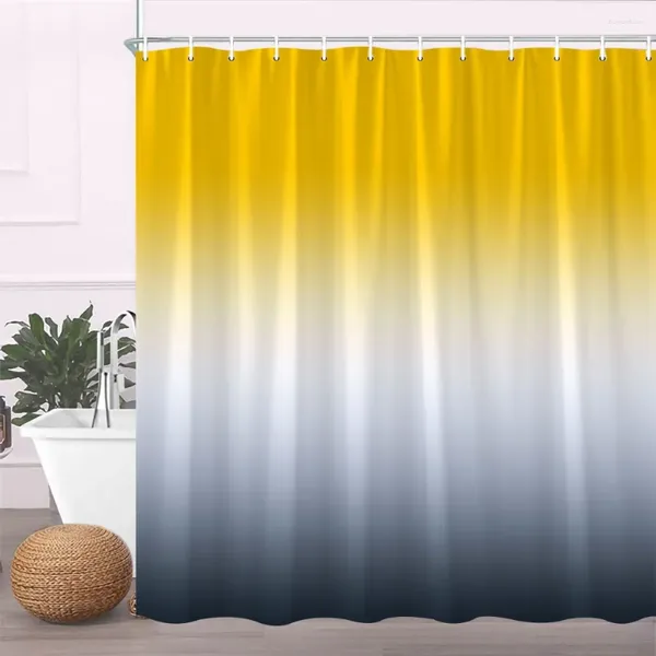 Cortinas de ducha Gradiente geométrico Amarillo Gris moderno Accesorios de baño de baño simples Conjunto de tela de decoración del hogar