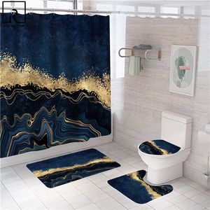 Douche gordijnen geometrisch marmeren gordijn toiletmat set badkamer badscherm moderne decoratie waterdichte partitie accessoires 230510