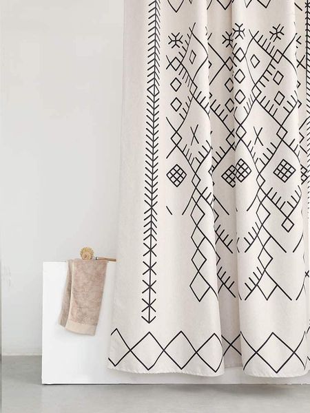 Rideaux de douche géométrique Plaid Polyester Spa El ferme maison rideau décoratif Opaque imperméable pour salon