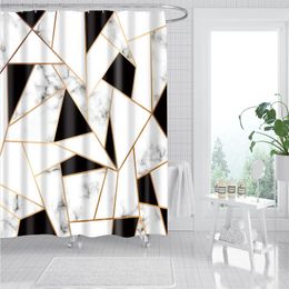 Douchegordijnen geometrie strepen afdrukken huis el badkamer decoratie bad waterdicht black -out scherm voor