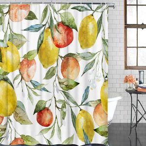 Rideaux de douche feuilles de pamplemousse aquarelle peinture rideau Polyester tissu étanche salle de bain moderne