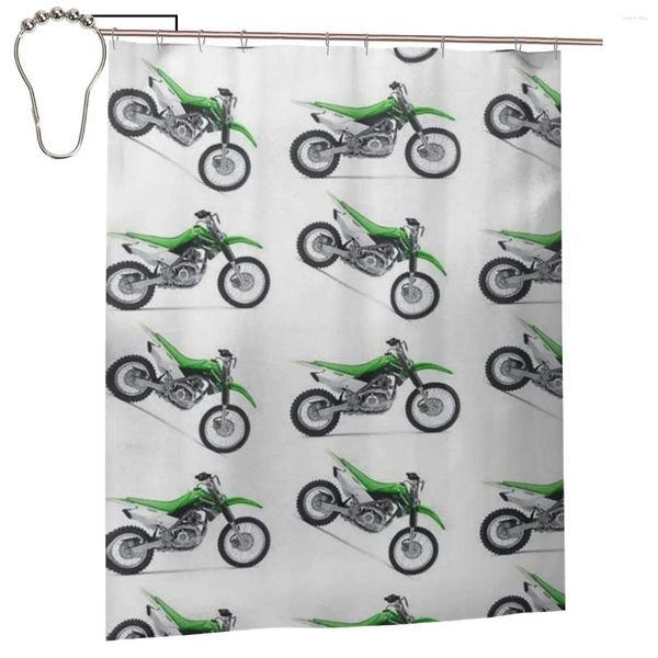 Cortinas de ducha Cortina de bicicleta de tierra verde para bañero juego de baño divertido personalizado con ganchos de hierro decoración del hogar 60x72in