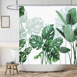 Rideaux De Douche Vert Feuillage Papillon Lavable De Haute Qualité Polyester Salle De Bains Rideau De Luxe 3D Plage Étanche Cortinas De Ducha