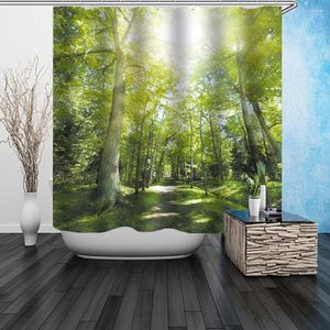 Rideaux de douche Forest Forest Bamboo Curtain tissu tissu Crochet polyester lavable salle de bain durable moderne pour décor